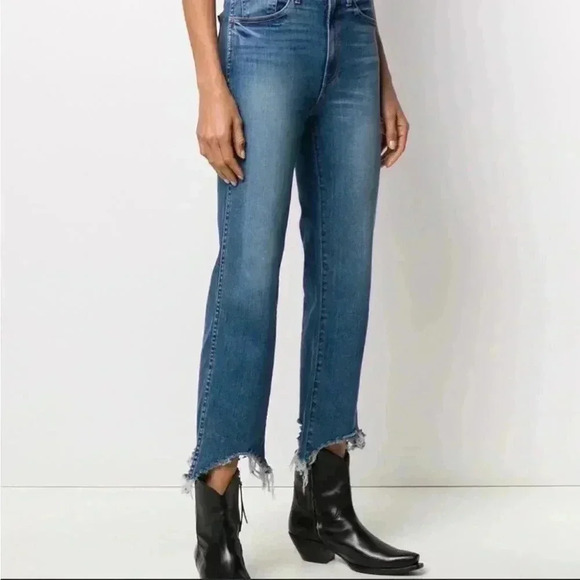 3x1 NYC Shelter Crop Denim Chewed Hem High Rise Straight Leg Jeans 26 - Picture 2 of 10